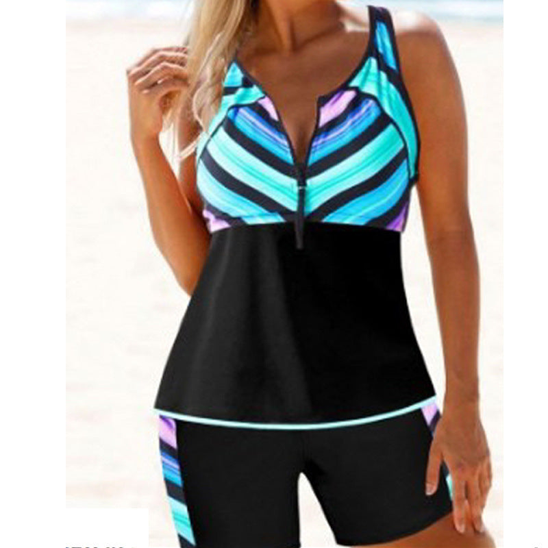 Tankini Feuilles & Fleurs – Jupe Large