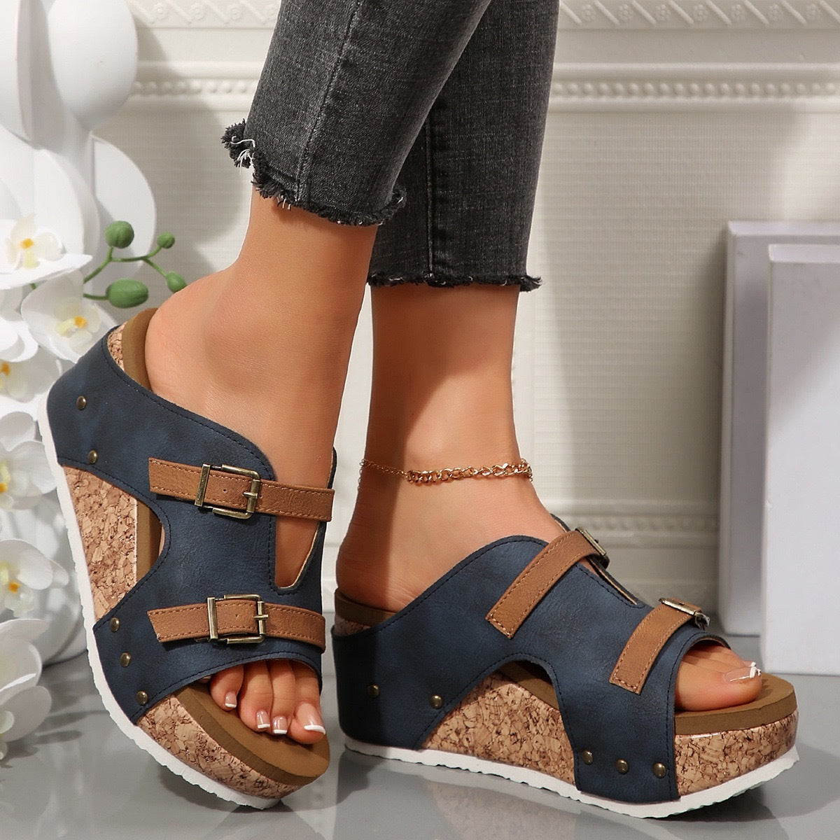 Sandales à Talon Compensé