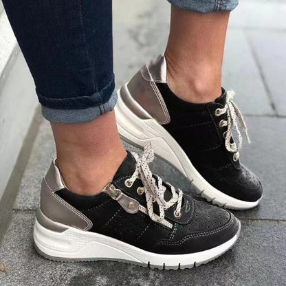 Baskets Casual à Lacets avec Zip Latéral – Confort Orthopédique
