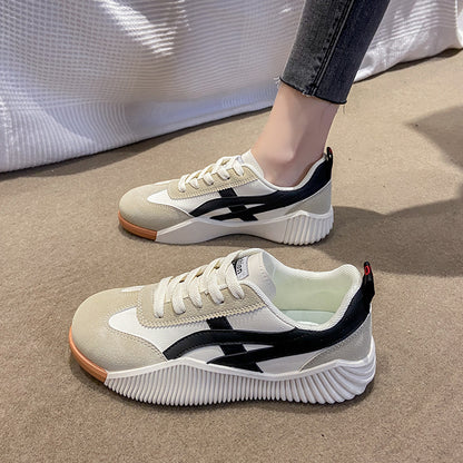 Sneakers casual femme à lacets avec semelle injectée

