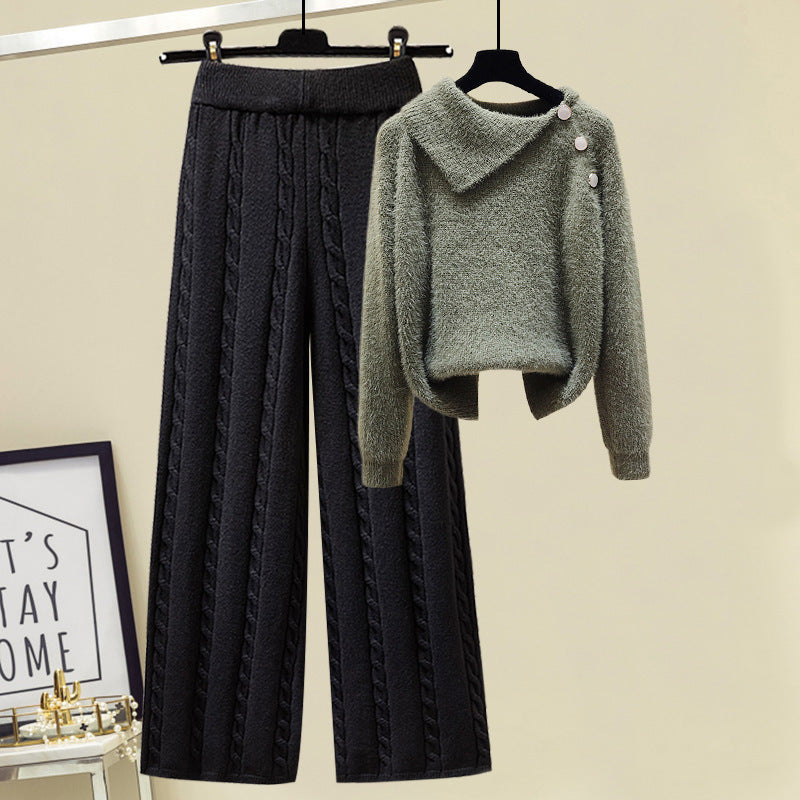 Pull Femme & Pantalon Taille Haute