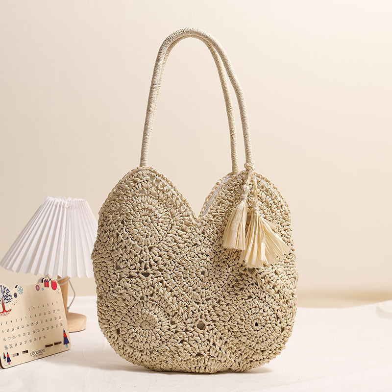 Grand Sac Paille Tressé Femme – Bohème à Franges