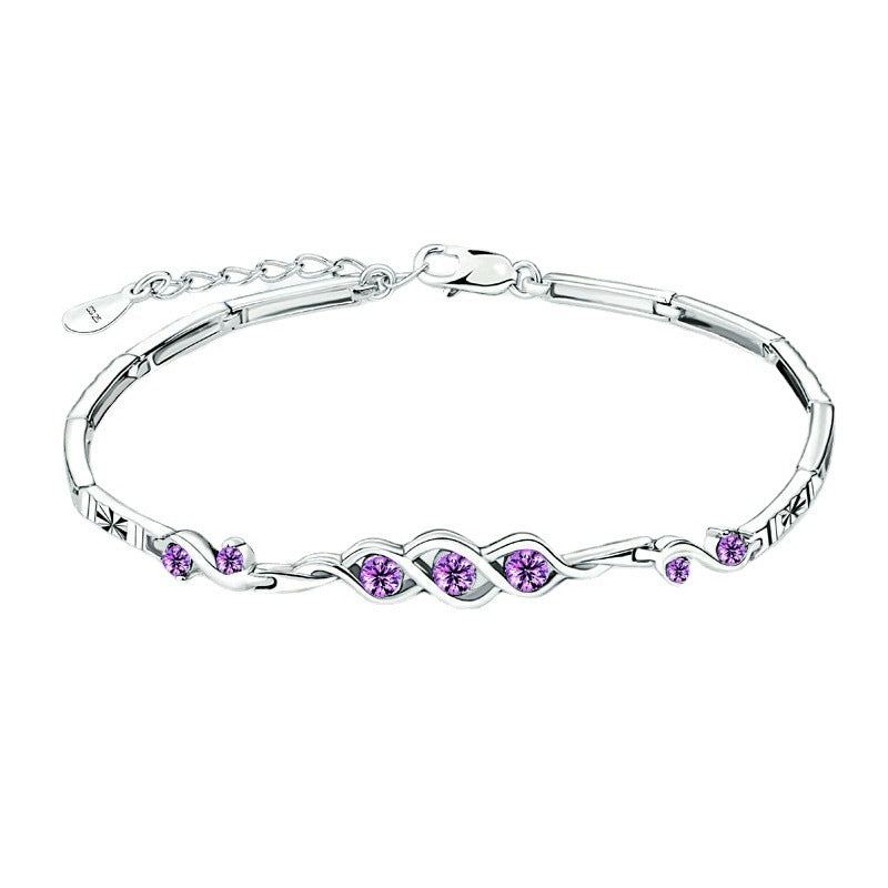 Bracelet améthyste en argent sterling S925